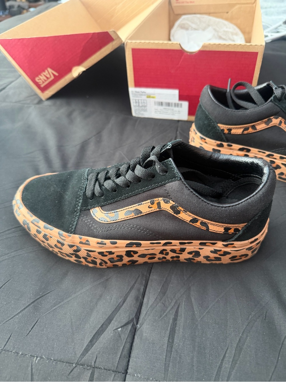 Vans Black Sneakers with Leopard Print Platform - Picture 4 of 6